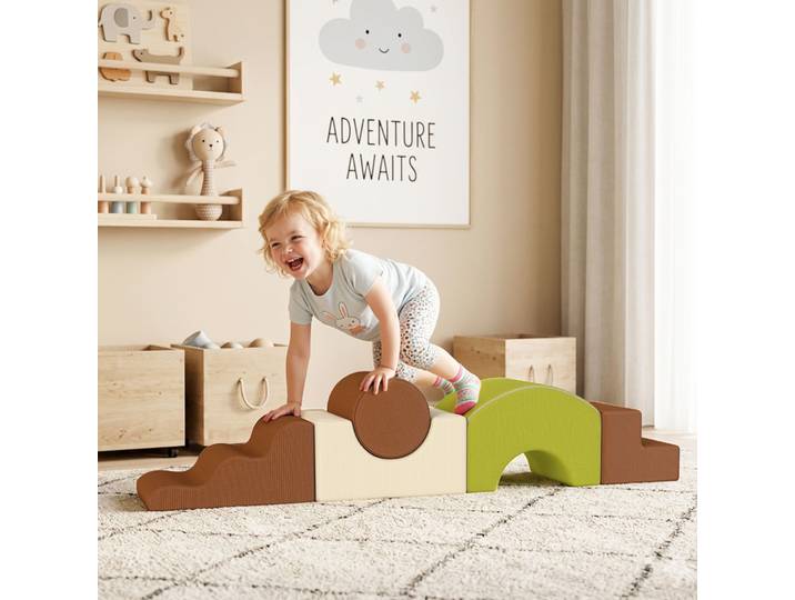 AIYAPLAY Blocs Mousse Enfants x5 Base Antidérapante Housse Amovible