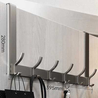 Uplifted Finds Hooks Over The Door Home Organizer Rack gray 6 Hooks 5 Pcs