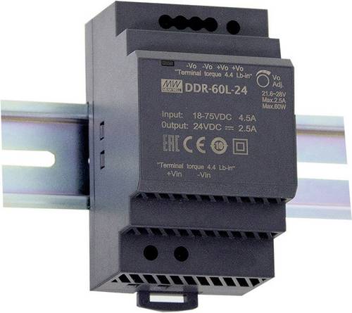 MEAN WELL DDR-60L-5 Hutschienen-DC/DC-Wandler (DIN-Rail) 5 V/DC 12A 60W Anzahl Ausgänge:1 x Inhalt 1St.
