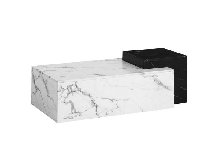 Livetastic Couchtisch, Schwarz, Weiß, Marmoroptik, rechteckig, 60x40x120 cm, einfacher Aufbau, Wohnzimmer, Wohnzimmertische, Couchtische, Couchtische Marmoroptik