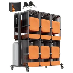 VEVOR Klappstuhlständer, 361 kg Tragkraft, Stuhlwagen für 84 Stühle/12 Tische, doppellagiger Stuhl-Aufbewahrungswagen mit Gummirädern und -haltern, großer Stuhlhalter, mattschwarz
