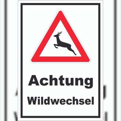 HB-Druck Aufkleber Achtung Wildwechsel A7 (74x105mm)