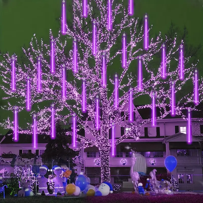 Smart Shopping Spot Solar Powered Meteor Shower Lights 200 LED Outdoor Christmas Lights For Garden Patio And Trees purple