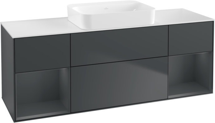 Villeroy und Boch Finion Waschtischunterschrank G741HGHG 160x60,3x50,1cm, Regale Midnight matt lacquer, Midnight Blue Matt Lacquer