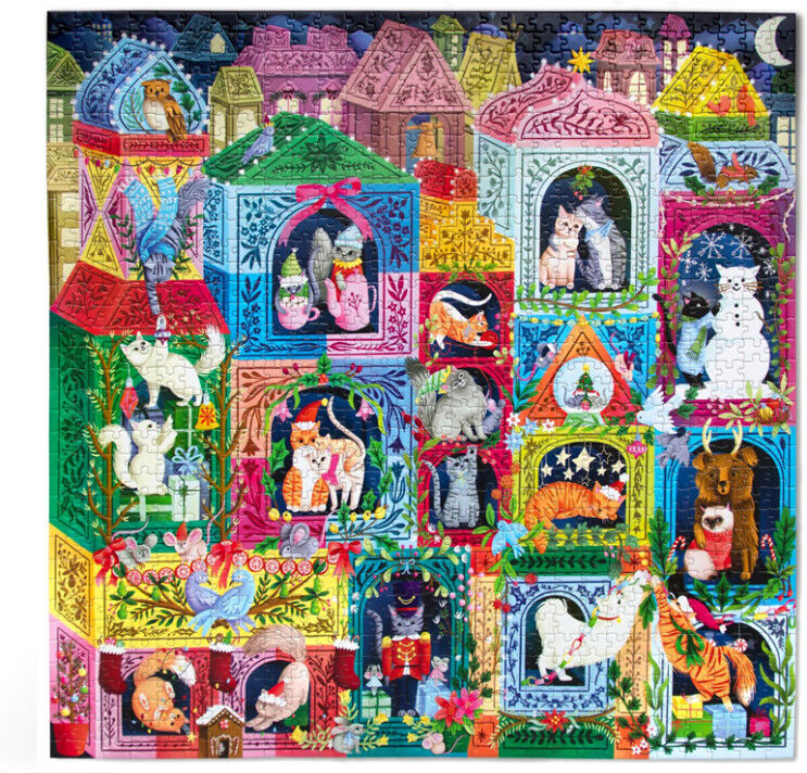 Puzzle 1000 pcs Christmas Cats - Eeboo