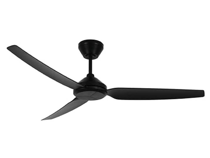 LUCCI AIR Deckenventilator Polis, 3 Flügel mit 132 cm Durchmesser, IP55 Schutz, DC Motor mit 6 Geschwindigkeiten, Fernbedienung inklusive (Schwarz)