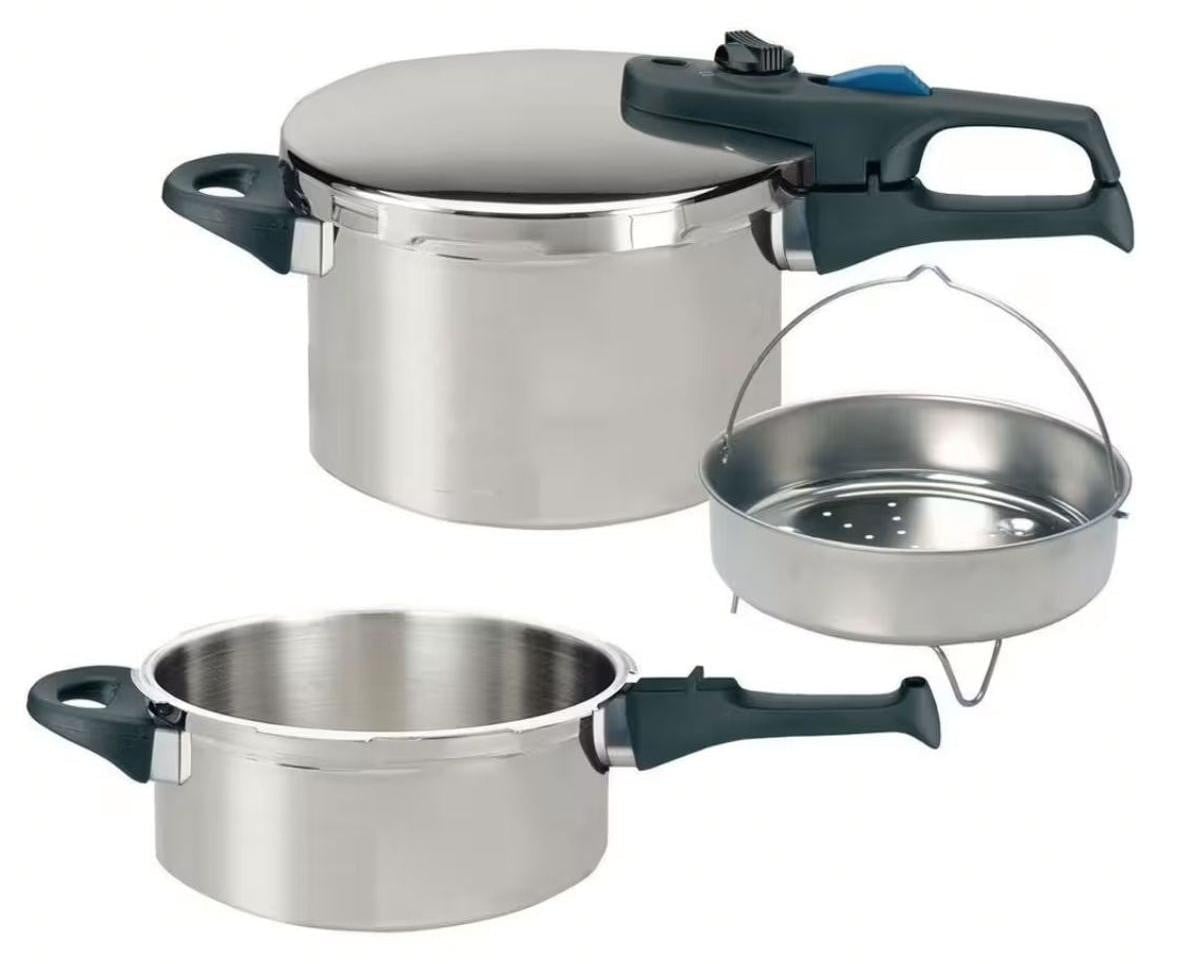 Fackelmann Elo Praktika Plus XL Stoompan - 18/10 Roestvrij staal - 22 cm - 3 tot 6 liter
