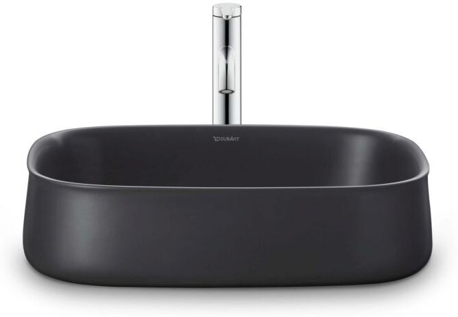 Duravit Zencha Aufsatzbecken 2373551379 55x39cm, ohne Hahnloch, Überlauf, Hahnlochbank, geschliffen, anthrazit matt