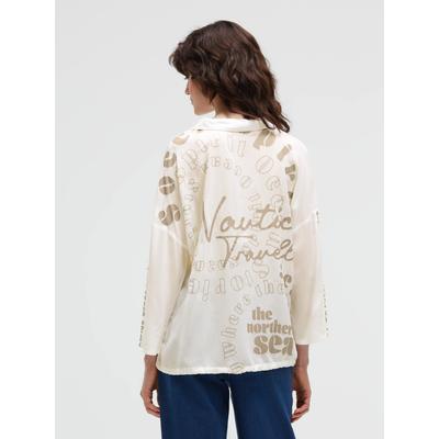 Kurzarmbluse SOCCX, Damen, Gr. XS, beige (shell sand), Web, Material: 100% Viskose, bedruckt, regular fit normal, hoch geschlossener Ausschnitt, Ärmel mit Ärmelschlitz runder Abschluss, Blusen, mit Brusttasche