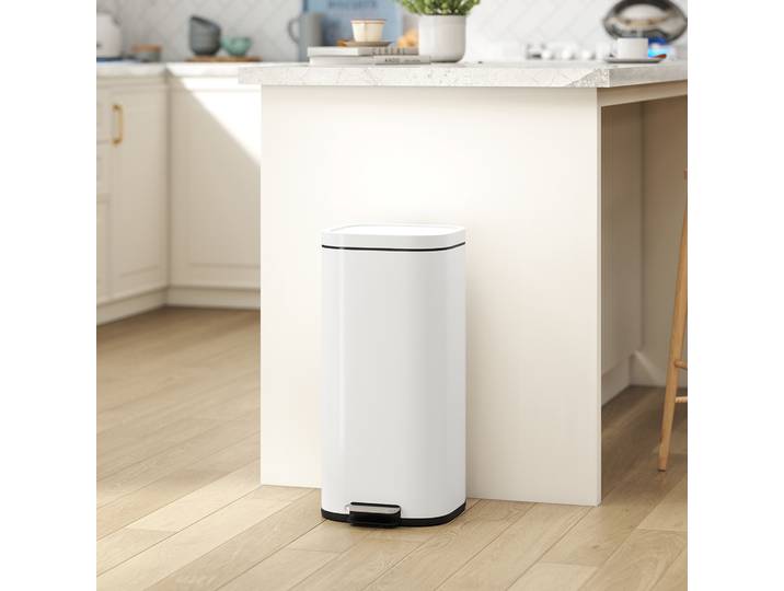 HOMCOM Poubelle 30L à Pédale Fermeture Douce Cuisine Maison