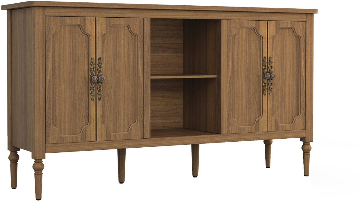 HOLTICO Smalle console tafel met lades en schuifdeuren voor woonkamer, hal of slaapkamer