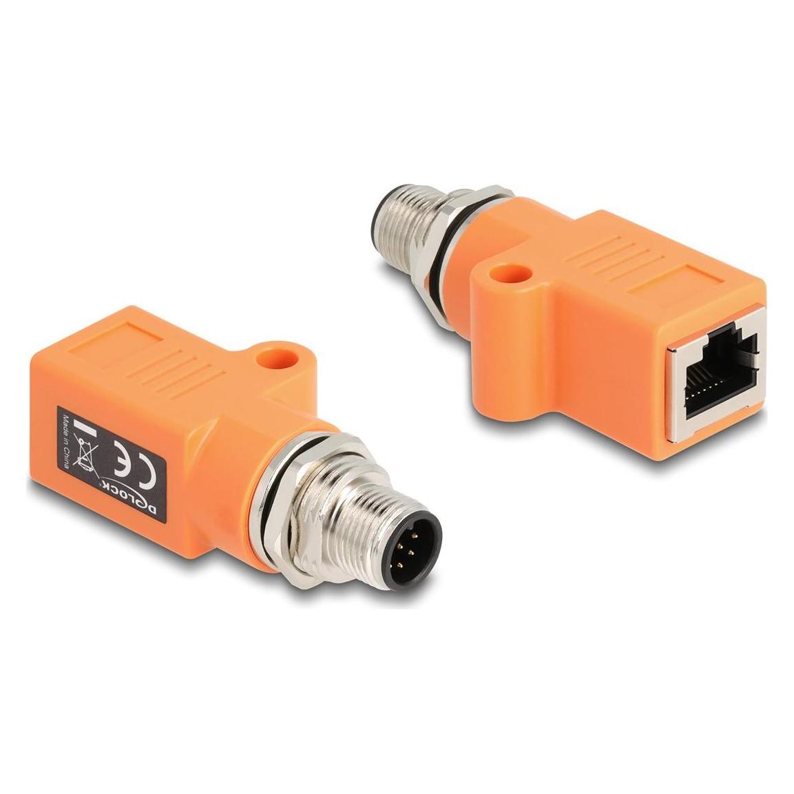 Delock M12 Adapter A-kodiert 8 Pin Stecker zu RJ45 Buchse Ca (RJ45, RJ45 (1x)) (60617)