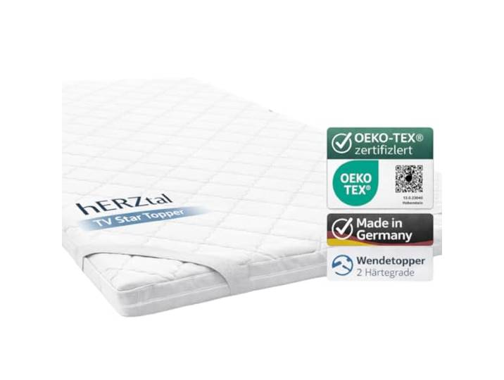 hERZtal Matratzentopper Höhe 10 cm orthopädisch/Kaltschaum/wendbar/nach deutschem Qualitätsstandard (200x200)