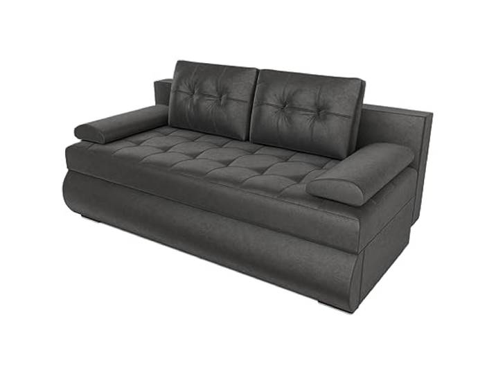 BROMARKT Sofa mit Schlaffunktion und Bettkasten Grau Klappsofa Wohnlandschaft Freistehend Couch Polstercouch Schlafcouch Stauraum 200 cm Breite 2 Sitzer Möbel Relaxsofa Stoff Kronos