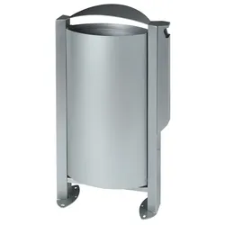 ARKEA Mülleimer Rossignol 60 L mit Ascher 3 L metallgrau Korrosions- und UV-beständiger Stahl mit Pulverbeschichtung