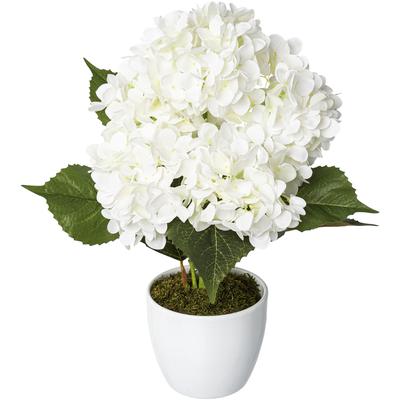 Kunstpflanze CREATIV GREEN "Hortensie", weiß, H:50cm, Obermaterial: 70% Polyester, 30% Kunststoff, Kunstpflanzen, Kunstpflanze, im Keramiktopf