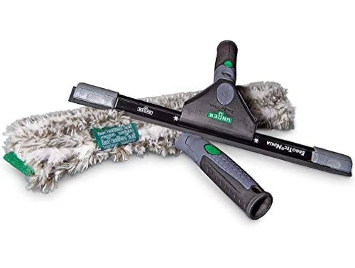 UNGER ErgoTec Ninja ruitenreinigingsset 2in1 (incl. sproeier + wisser, voor professionele ruitenreiniging / glasbewassing) AKN10