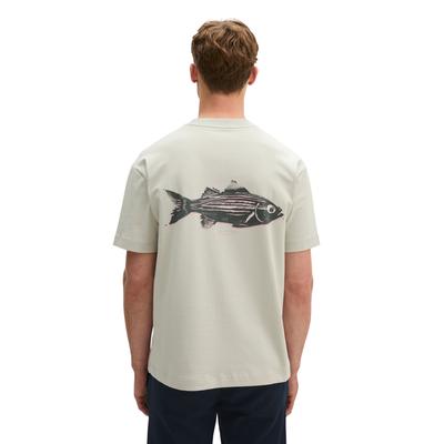 T-Shirt MARC O'POLO, Herren, Gr. L, beige (grau kit), Jersey, Obermaterial: 100% Baumwolle, loose fit normal, Rundhals, Shirts T-Shirt, loose mit Fisch-Rückenprint