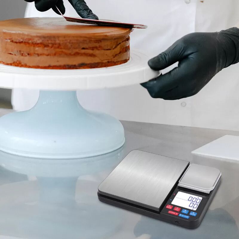 INF Digitale Küchenwaage mit Doppelwiegeplatten 10 kg/1g und 500g/0,01g