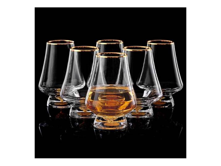 LuxusKollektion Whiskyglas Whiskygläser 6er Set 235ml Kristall 24K Blattgold Whiskygläser 6pcs, Glas