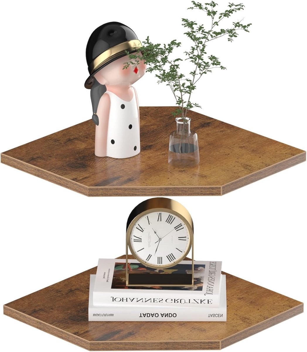 Set van 2 zwevende hoekplanken voor muurdecoratie en opslag