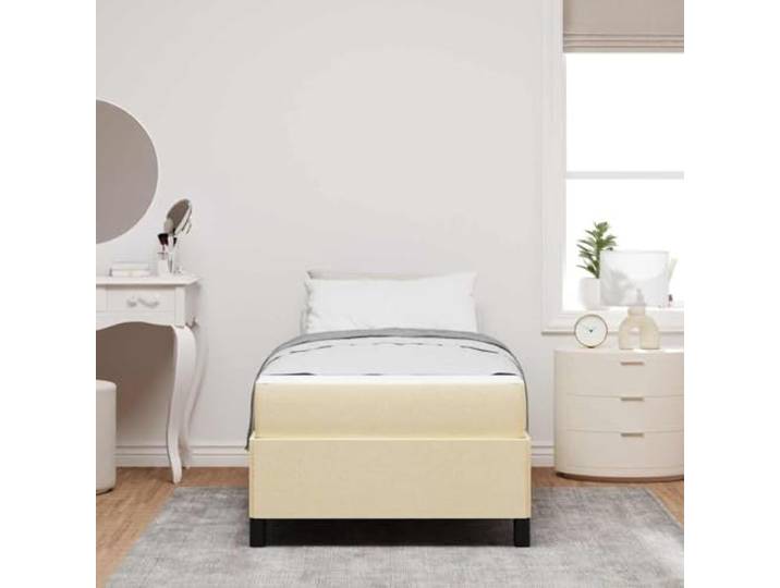 KTHLBRH Boxspringbett creme 80 x 200 cm Stoff Technisches Holz, mittlere Matratze, feste Latten, Stützlast 140 kg