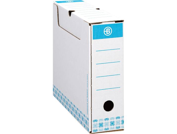 Lot de 20 - Boîte archives Carton Bruneau - Dos 8 cm - Haute résistance - Bleue - Boîtes archives standards - Bruneau