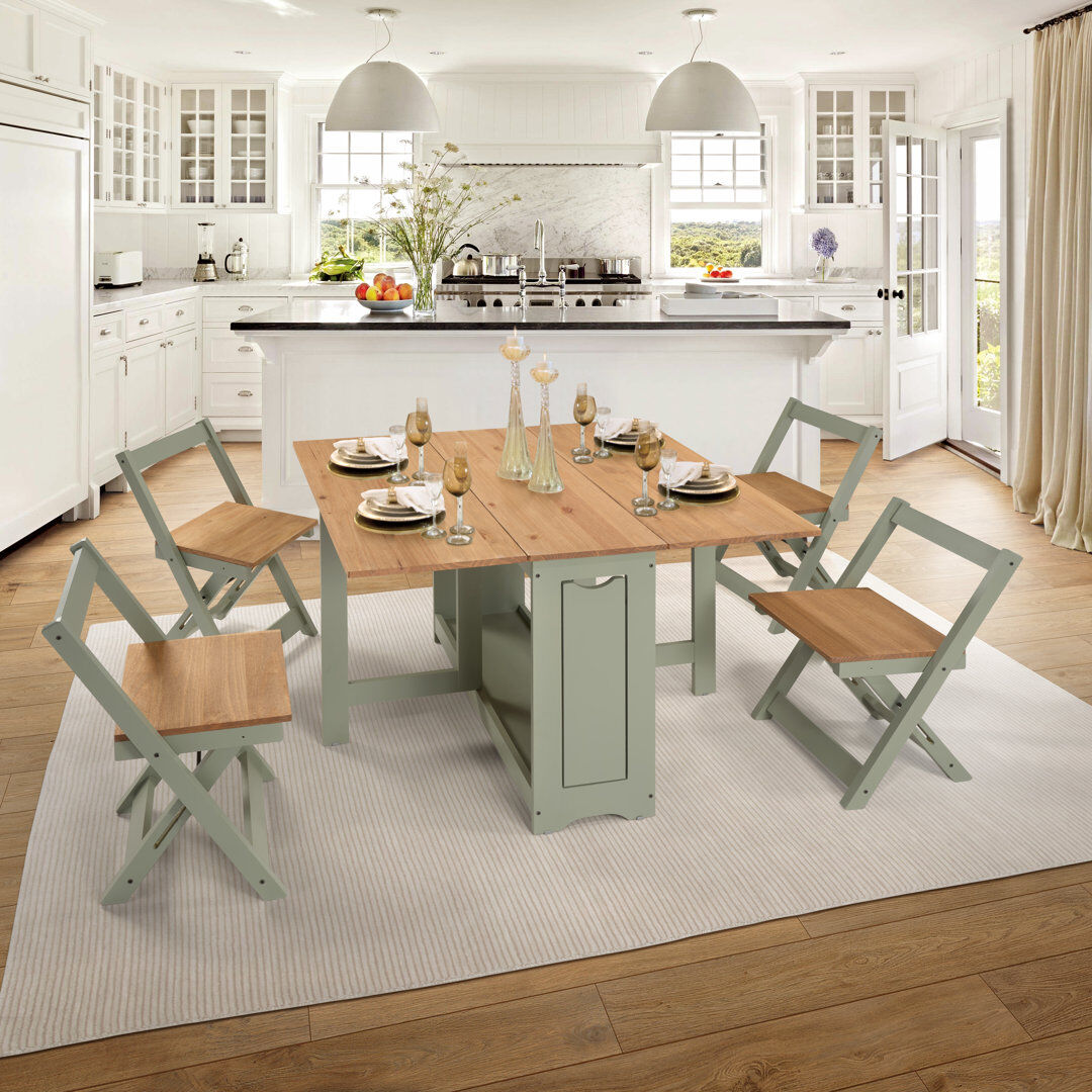 Brambly Cottage Palmateer 4 - Person Dining Set Sage Green 4