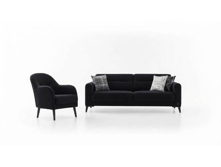 JVmoebel Polstergarnitur Komfortable 3+1 Sofagarnitur Grau – Stilvolles Design für Eleganz, (2-tlg., Sofa, Sessel), Made in Europe