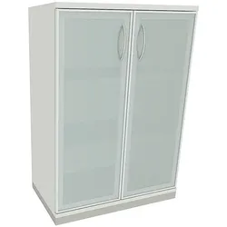 fm Büromöbel Aktenschrank »Sidney« 3 OH satinierte Acrylglastüren weiß, 80x113.3x44.2 cm