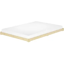 Erst-Holz Niedrigbett Doppelbett unbehandeltes Holz 200x200 Fichte Tanne V-60.47N-20 Rollrost und Matratze inkl.