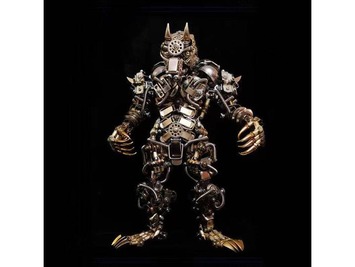 Robot loup-garou fait main, modèle 3D en métal à assembler, blocs de construction, puzzle, loup de guerre, cadeau pour garçon
