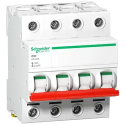 Schneider Electric A9S66440 Lasttrennschalter iSW, 4P, 40A, 415V AC, Knebel rot
