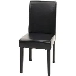 Esszimmerstuhl Littau, Küchenstuhl Stuhl, Leder ~ schwarz, dunkle Beine