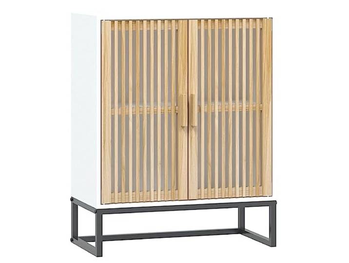 Makastle Sideboard Wohnzimmer 60x30x75 cm Weiß Holzwerkstoff und Eisen mit Holztüren