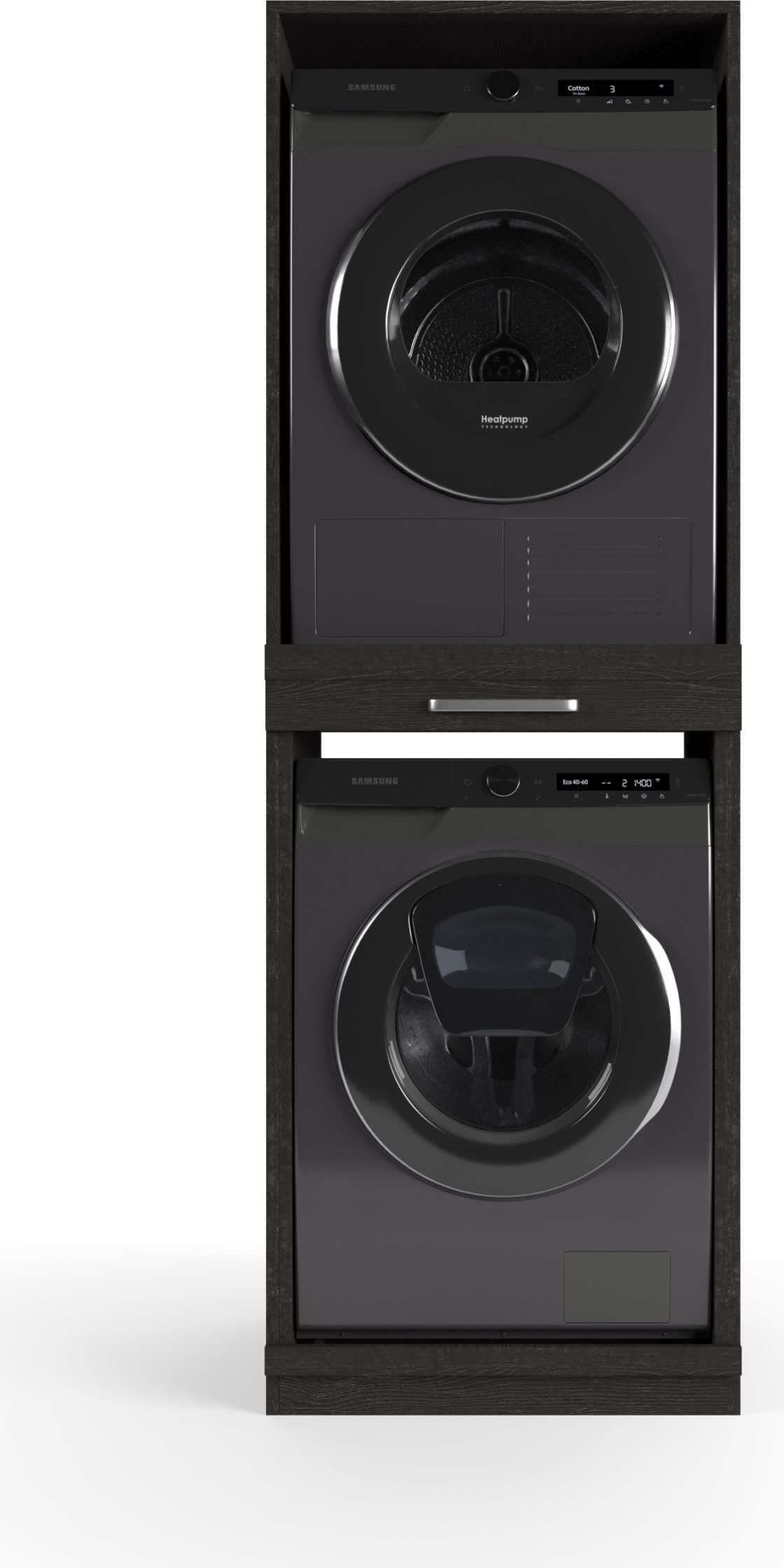 Wasophoogte Waschmaschinen schrank Lisbon - waschmaschinen untergestell - waschmaschinen podest - 700(T)*665(B)*1980(H) mm - Schwarz
