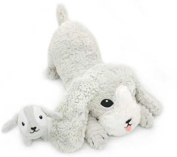Peluche Les Ptipotos : Chien Toutou maman et son bébé gris clair - Les Déglingos