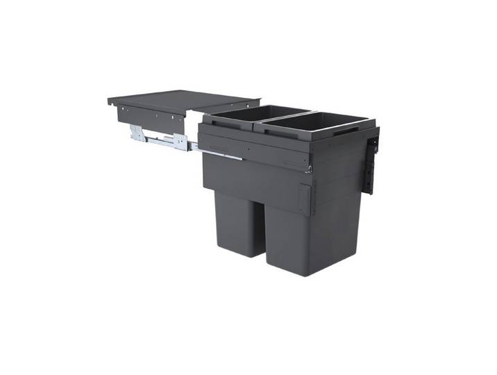 Hailo Einbaumülleimer Hailo Abfallsammler 3619721 CE Slide Euro-Cargo 2x 38 Liter dunkelgrau