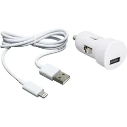 Bigben White car charger USB/lightning connect, Auto Adapter, Weiss