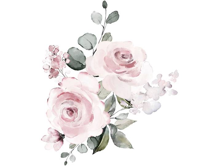 Wandtattoo QUEENCE Charleen , rosa, B:70cm H:70cm, Folie, Wandtattoos, Wandtattoo, Rosen, selbstklebend, Wandsticker, Sticker, groß