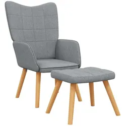 vidaXL Relaxsessel mit Hocker Hellgrau Stoff