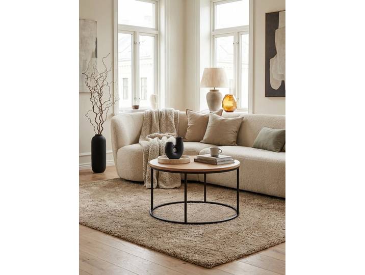 KADIMA DESIGN Couchtisch Couchtisch 70x70x45 cm Sofatisch Holz / Metall Wohnzimmertisch Eiche, (Wohnzimmer), Design Stubentisch Modern Rund, Holztisch Kaffeetisch, Tisch