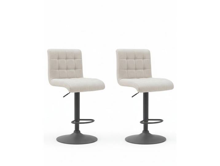 P & B Barhocker-Set, Beige, Metall, Füllung: Schaumstoff, Drehteller, Säule, Sockel, 47x93-114x57 cm, erweiterbar, Sitzfläche 360° drehbar, Esszimmer, Barmöbel, Barhocker