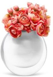 Vivience Double Wall Glass Vase With Black Inner and Pink Flowers