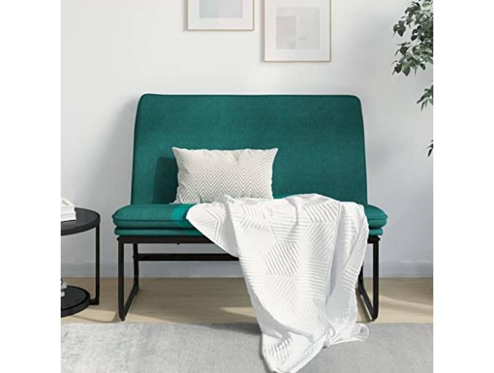 TEKGHUT Sitzbank Dunkelgrün Stoff 100x75x76 cm mit Metallgestell Strapazierfähiger Stoffbezug, bequeme Polsterung, stabiles Metallgestell, einfacher Zusammenbau