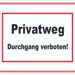 HB-Druck Privatweg Durchgang verboten Text Aufkleber A2 (420x594mm)