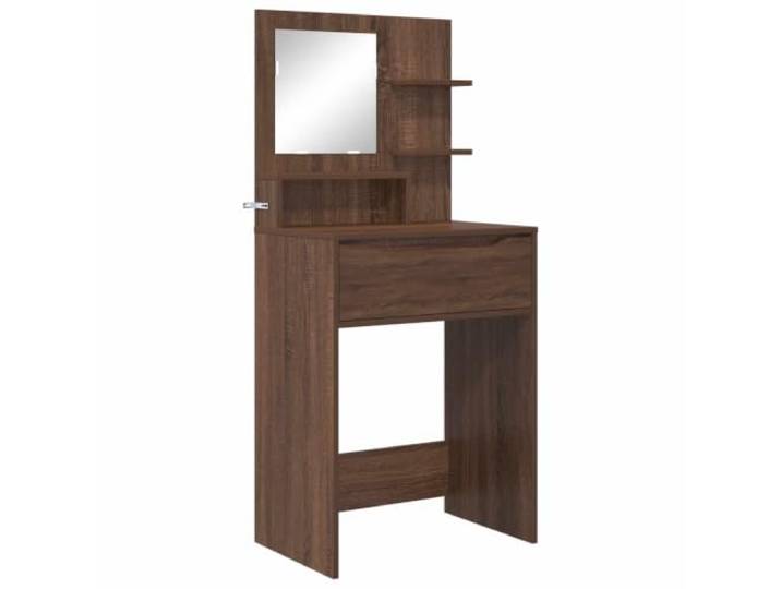 HNSMFPRE Schminktisch für Schlafzimmer, Eiche, Braun, 80 x 39,6 x 135 cm Schlichtes rechteckiges Design, Ingenieurholz, kugelgelagerte Schubladen, Lagerregale, moderne minimalistische Dekoration