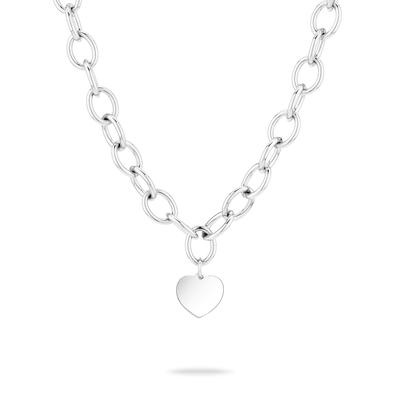 Kette mit Anhänger LIEBESKIND BERLIN "Schmuck Edelstahl My Heart Herz", silber (edelstahlfarben), Halsketten, Damen, Edelstahl, L: 45 B: 10mm, B:10mm