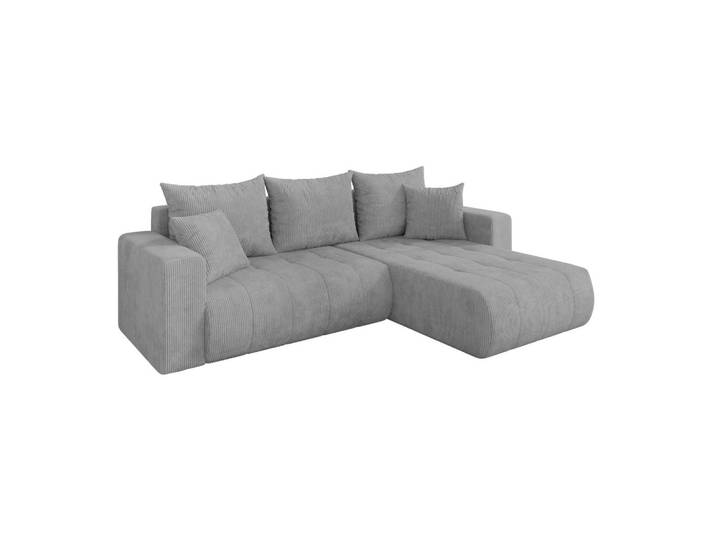 ECKSOFA mit Schlaffunktion Ottomane Rechts MILA-L 277x194x86 Grau Cord
