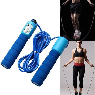 Inspired Deals Adjustable Jump Rope With Counter For Fast Fitness Cardio Training blue